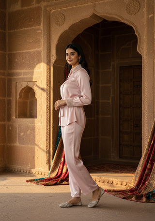 Blush Pearl-Embellished Co-Ord Set
