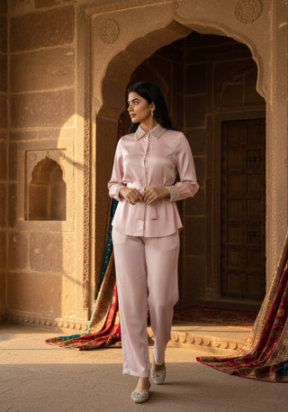 Blush Pearl-Embellished Co-Ord Set