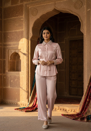 Blush Pearl-Embellished Co-Ord Set