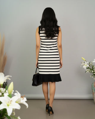 Black & White Striped Sleeveless Dress
