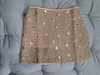 Champagne Gold Sequin Embellished Winter Mini Skirt