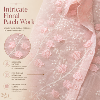 SIOMIO Women's Premium Organza Floral Patch Work Shirt