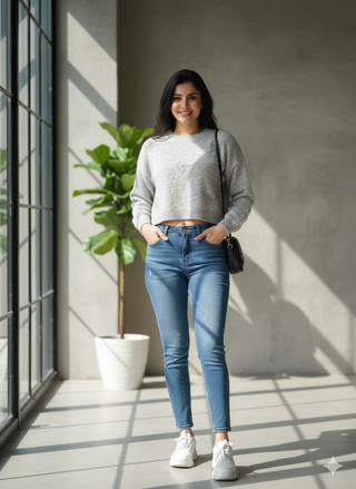 Floral Embellished Fuzzy Winter Sweater