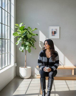 Fuzzy Striped Winter Cardigan