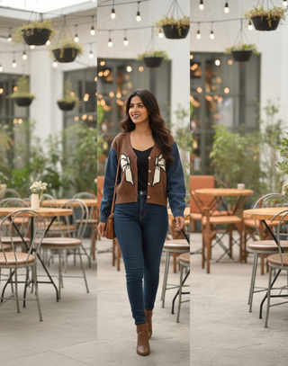 Knit & Denim Sleeve Bow Detail Cardigan – SioMio Winter Collection