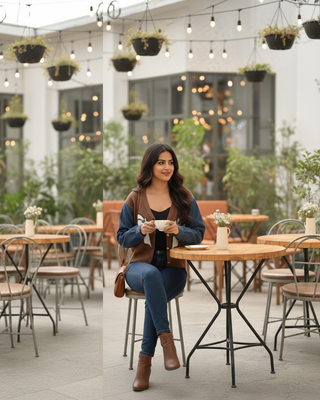 Knit & Denim Sleeve Bow Detail Cardigan – SioMio Winter Collection