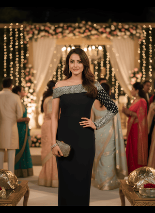 One-Shoulder Embellished Bodycon Dress