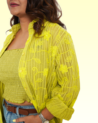 Yellow Crochet Shirt with Inner