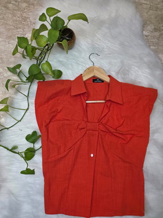 Bow-Front Sleeve Top