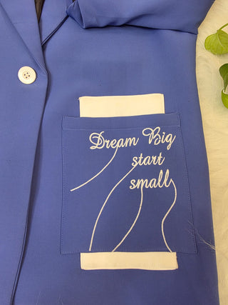 Blue Ruched Sleeve Tailored Blazer