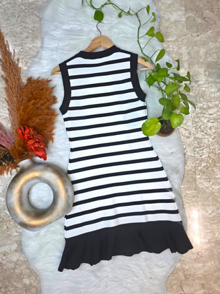 Black & White Striped Sleeveless Dress