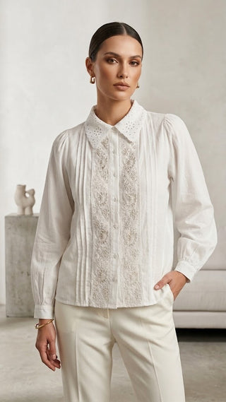 Shirt in white in mull Fabric
